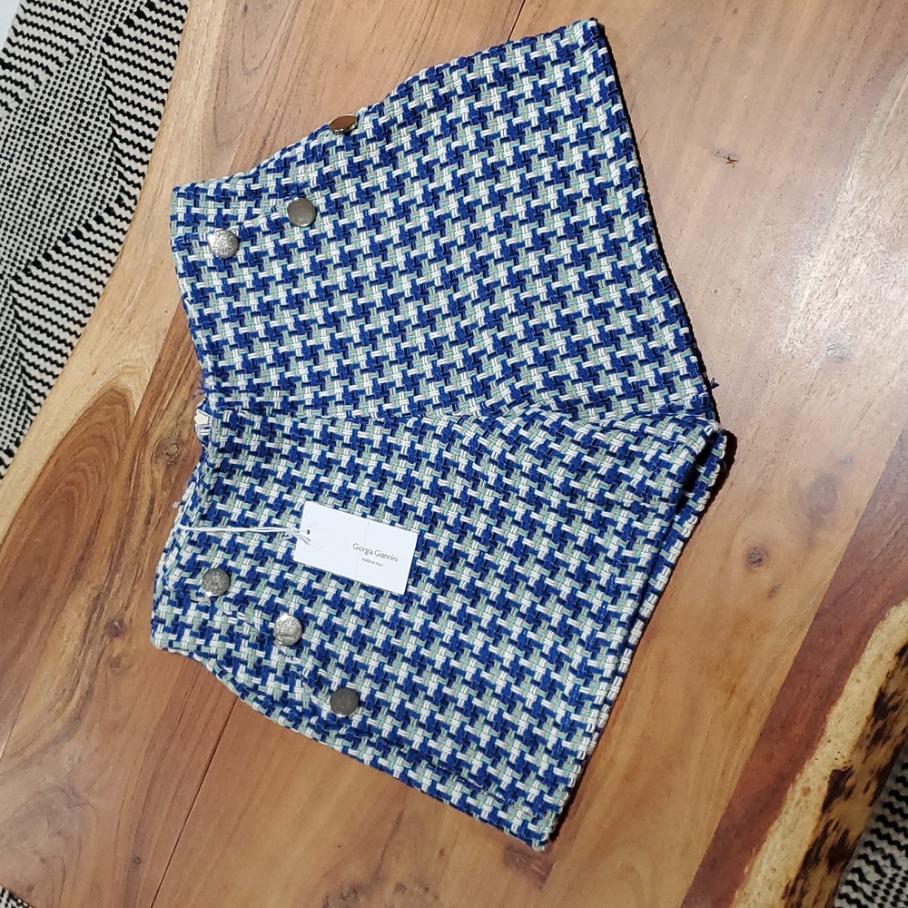 Designer- Giorgia Giannini Italian Made Tweed Plaid High Waisted Shorts- Rare - Picture 3 of 13